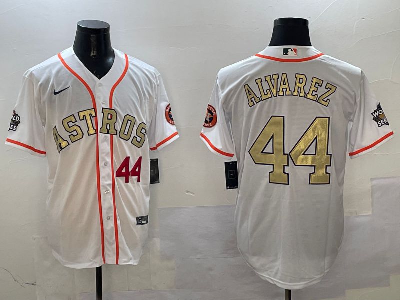 Men Houston Astros #44 Alvarez White Gold Game 2025 Nike MLB Jersey style 2